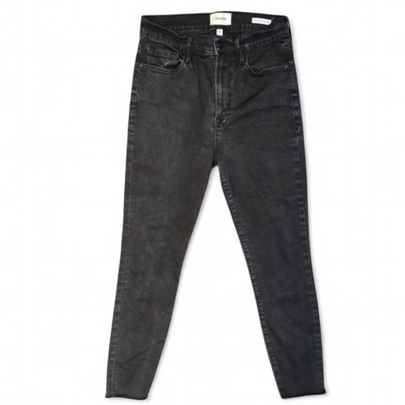 Frame Denim Denim - FRAME Ali High Rise Cigarette Jeans Black Raw Ankle Hem‎ Size 29